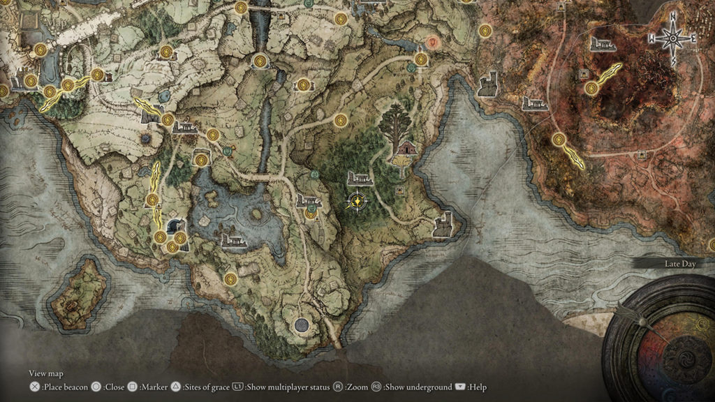 Captura de pantalla que muestra la ubicación en el mapa de la entrada de Nokron después de derrotar a Radahn en Elden Ring.